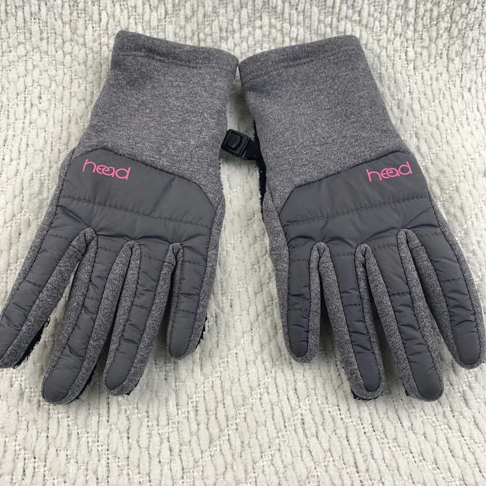 Head Junior Girl's Hybrid‎ Gloves Grey Heather Pink Touch Screen Compatible Kids